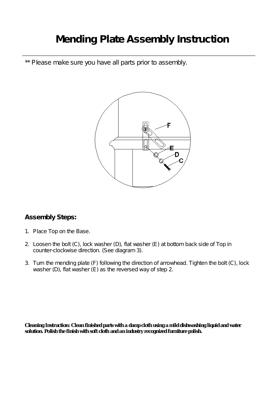 Hooker Furniture 507010464 Assembly Guide