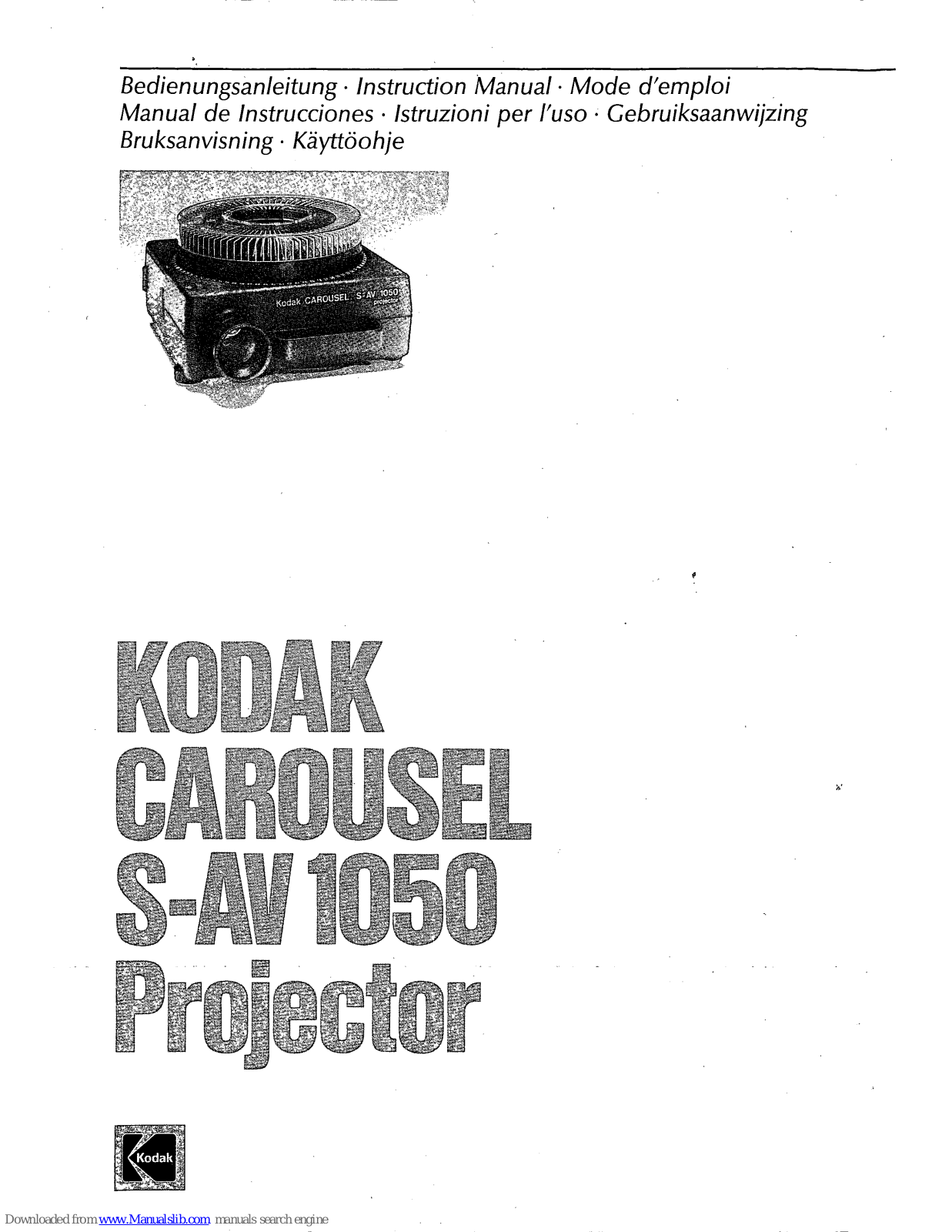 Kodak Carousel S-AV 1050 Instruction Manual