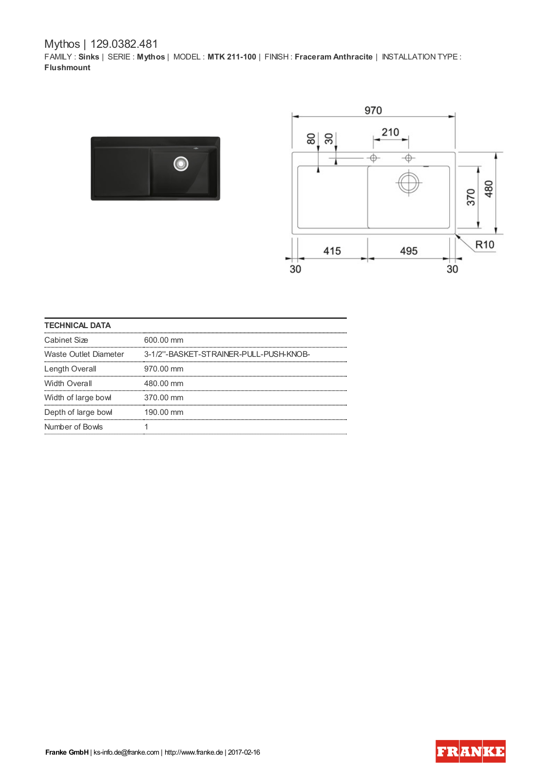 Franke 129.0382.481 Service Manual