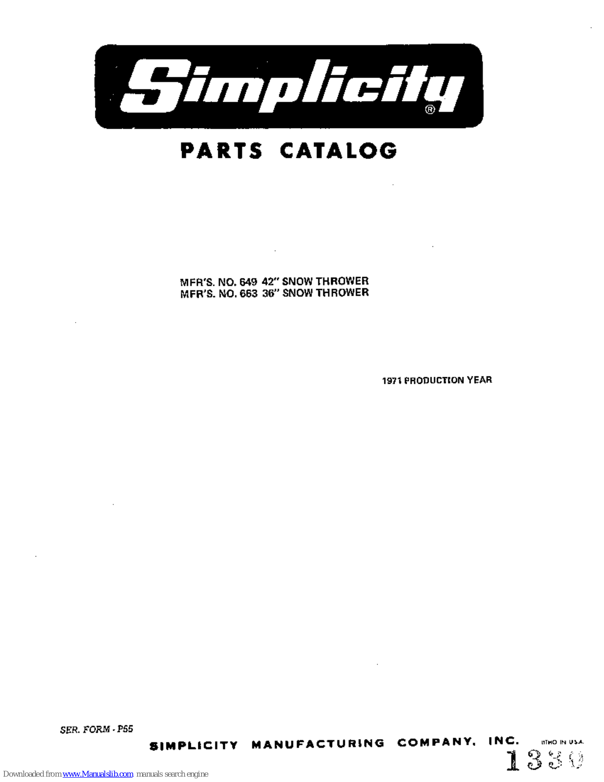 Simplicity 649,663 Parts Catalog