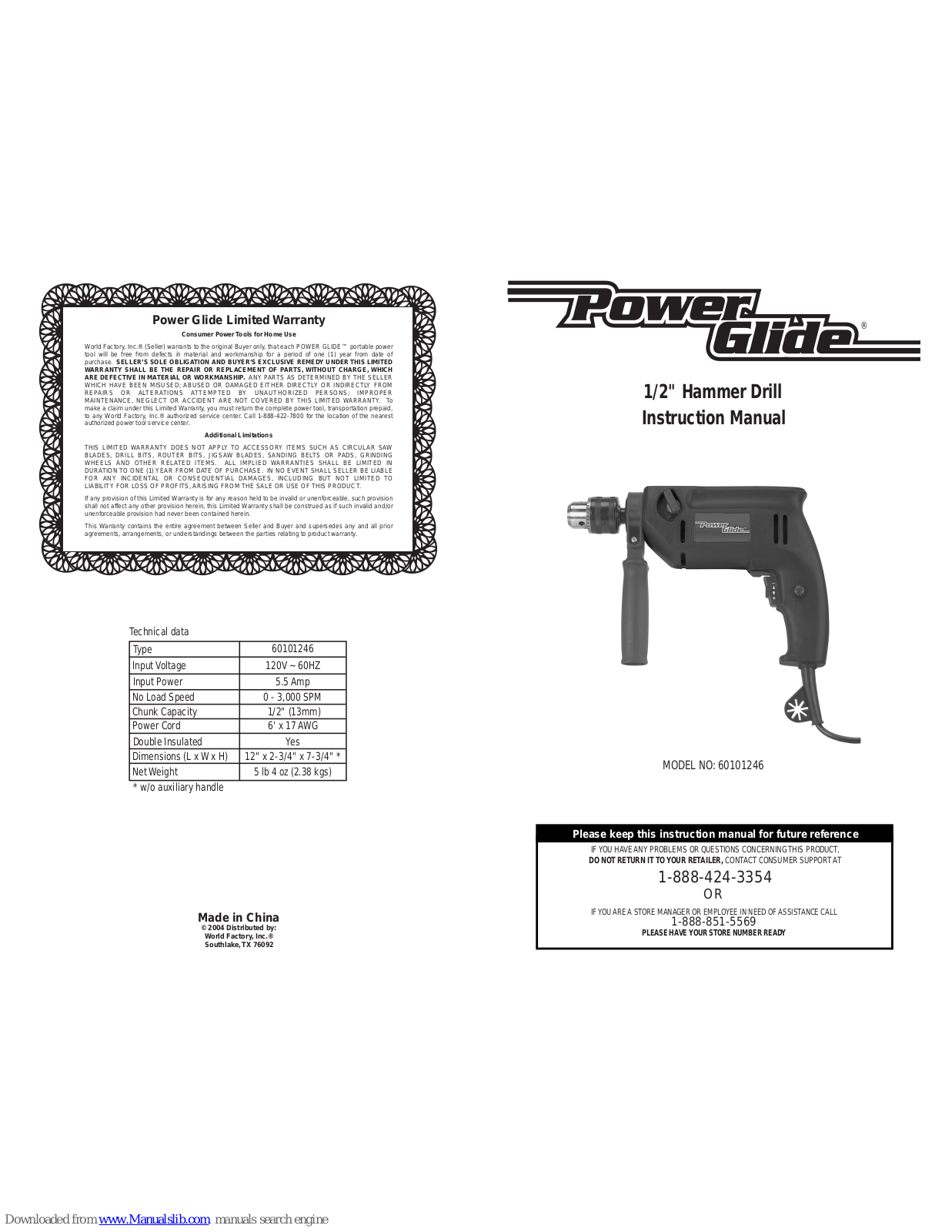 Power Glide 60101246 Instruction Manual