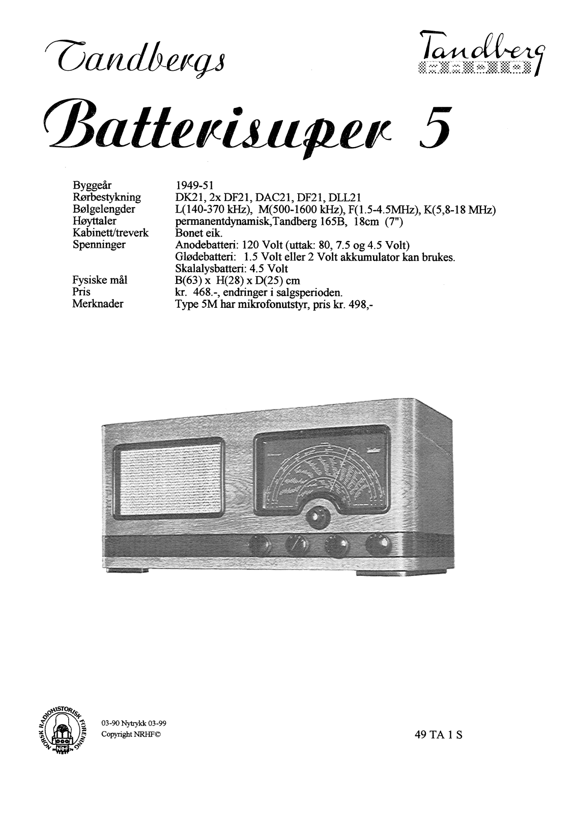 Tandberg BatteriSuper 5 Schematic