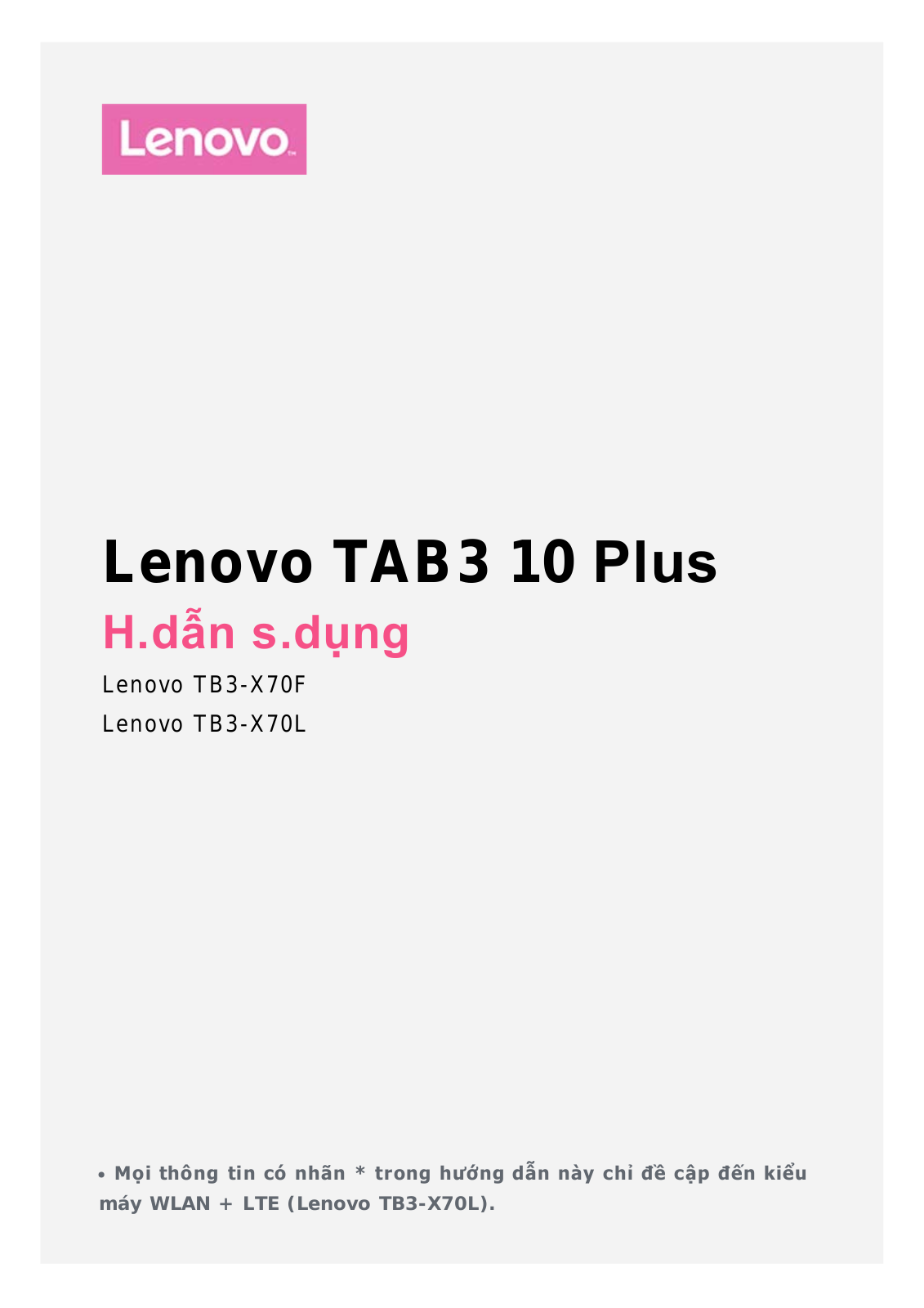 Lenovo TAB3 10 Plus User Guide