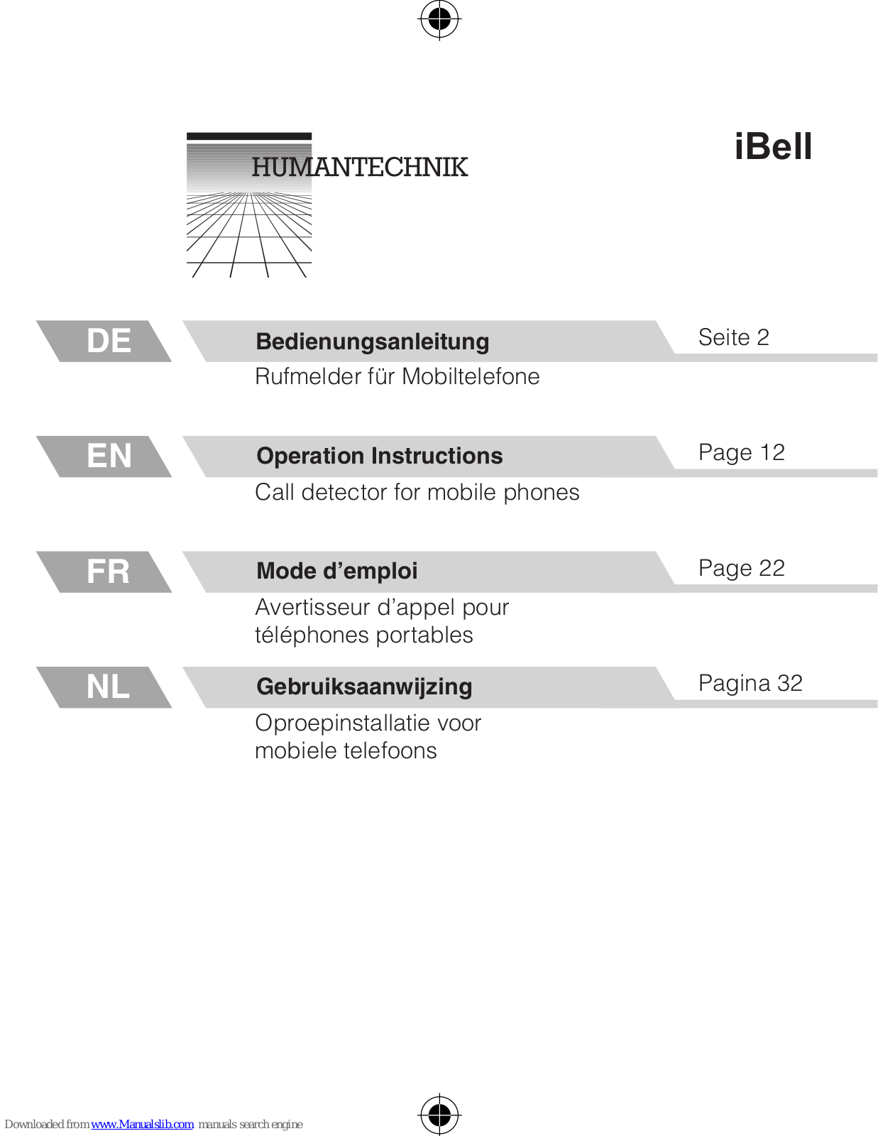 HumanTechnik iBell Operation Instructions Manual