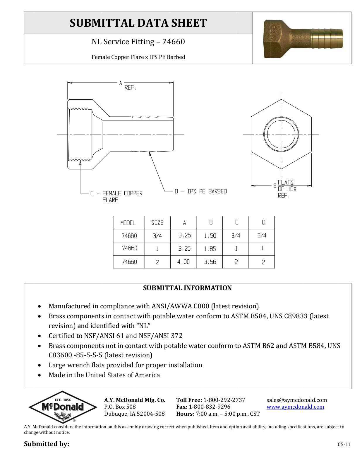 A.Y. McDonald 74660 User Manual