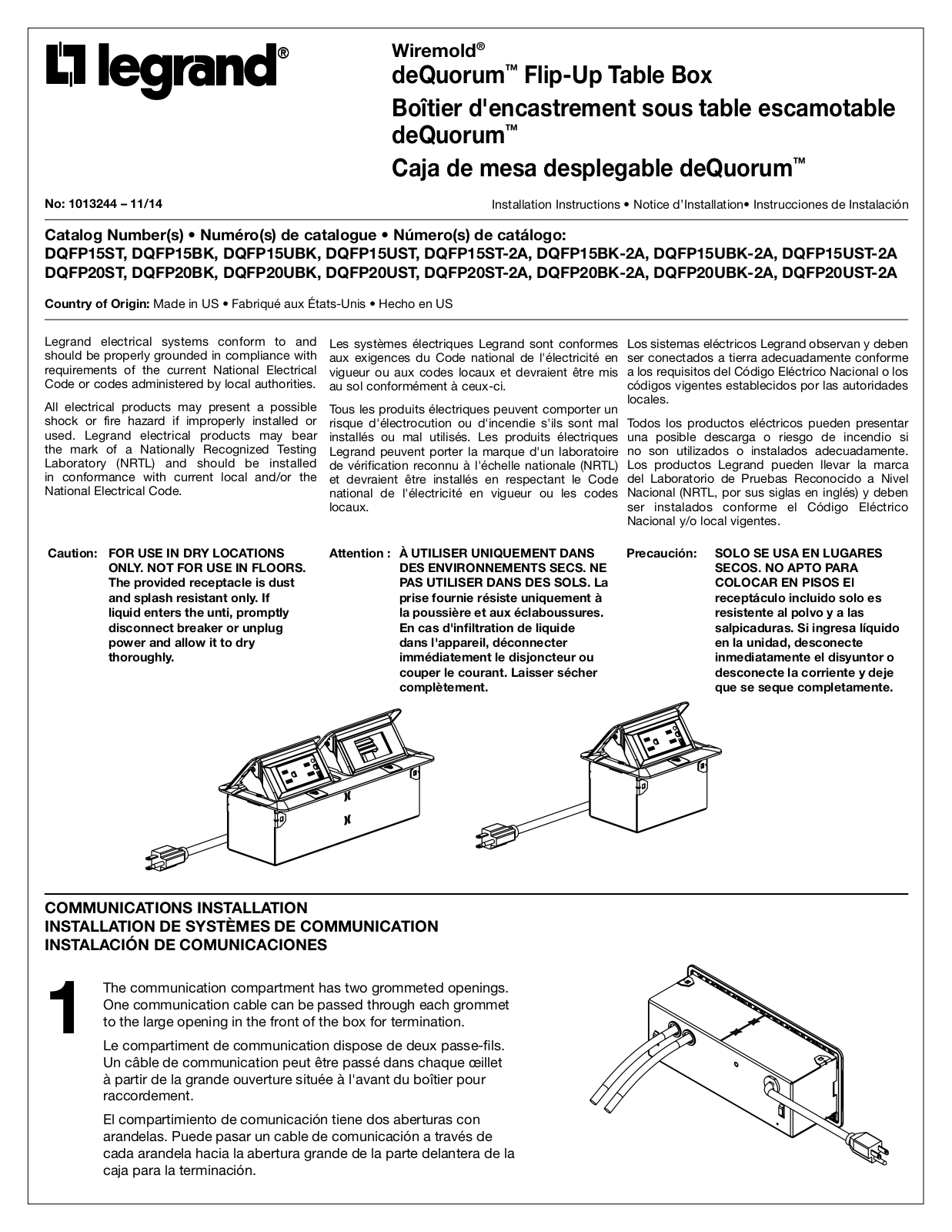 Legrand DQFP15BK User Manual