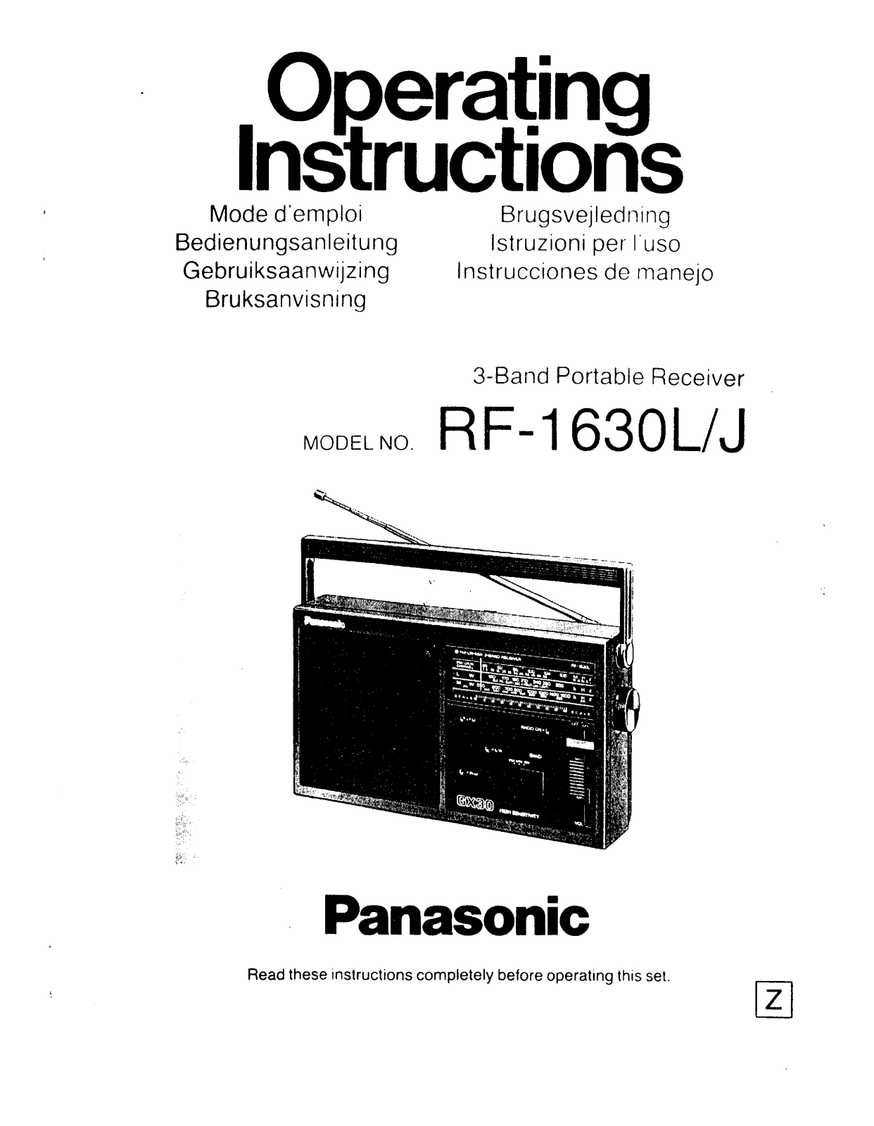 Panasonic RF-1630 User Manual