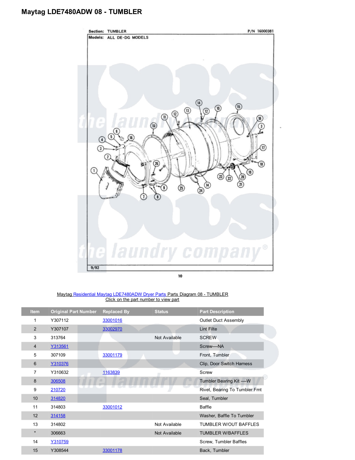 Maytag LDE7480ADW Parts Diagram