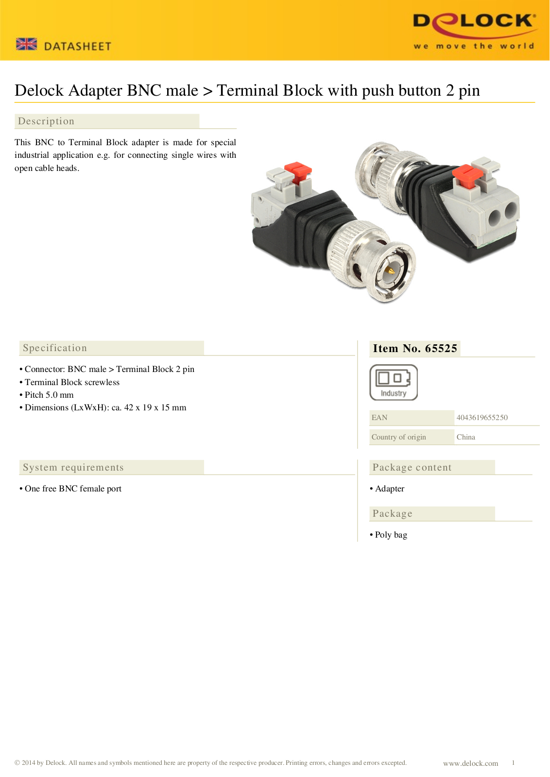 DELOCK 65525 Datasheet - ManualMachine.com