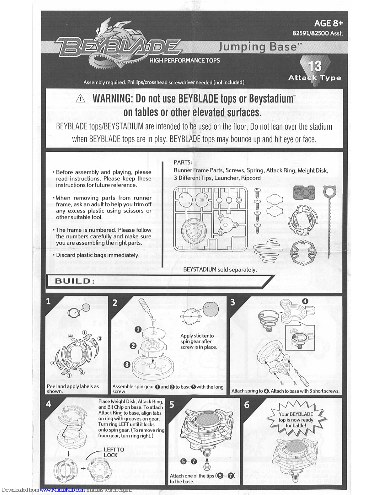 Beyblade Jumping Base, 82591, 82500 Instructions Manual - ManualMachine.com