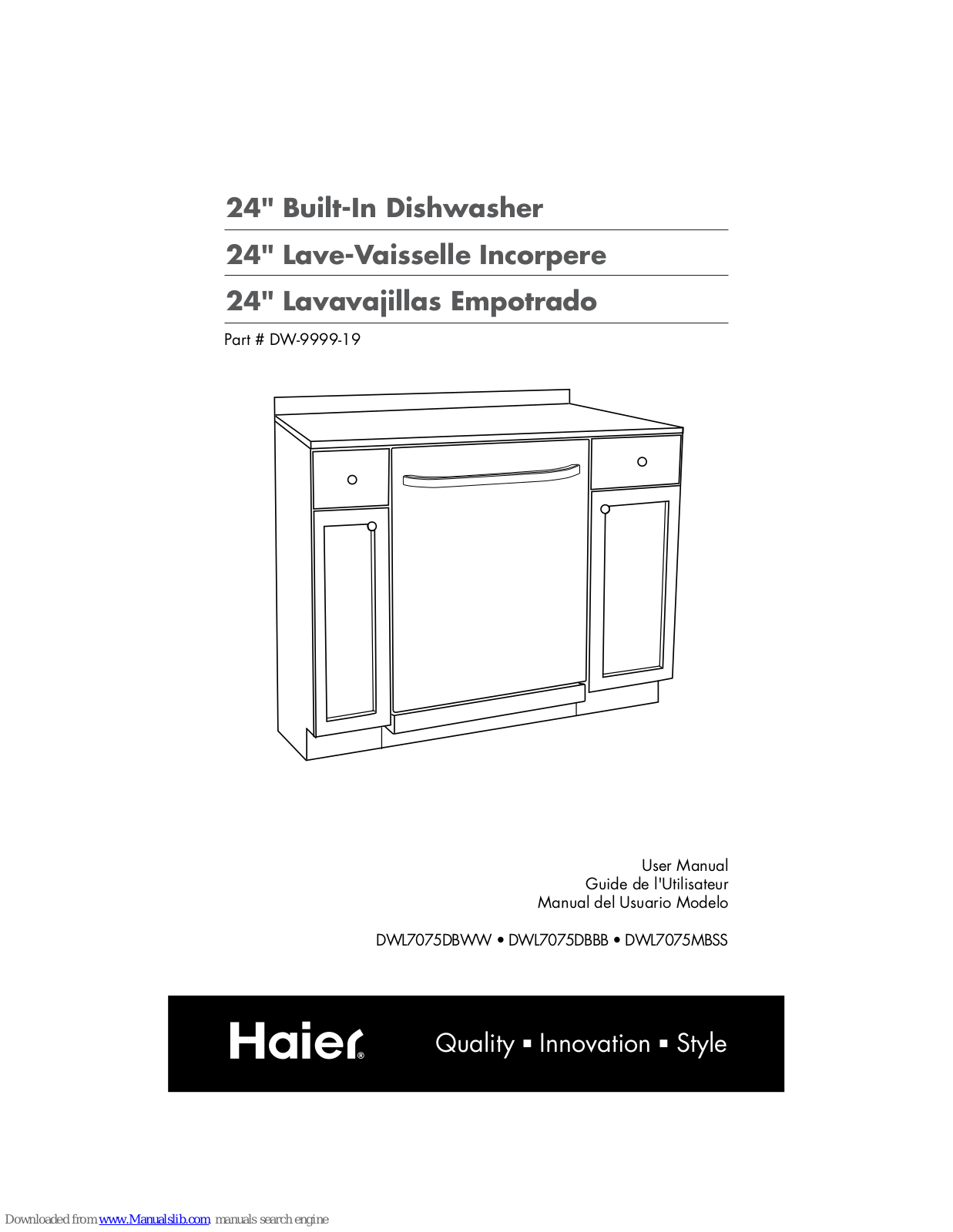 Haier DWL7075MBSS, DWI7075DBBB, DWI7075DBWW, DWL4035DMBSS, DWL7075DBWW User Manual