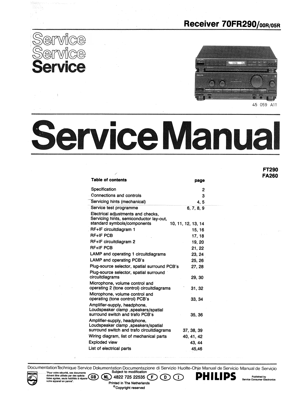 Philips 70-FR-290 Service Manual