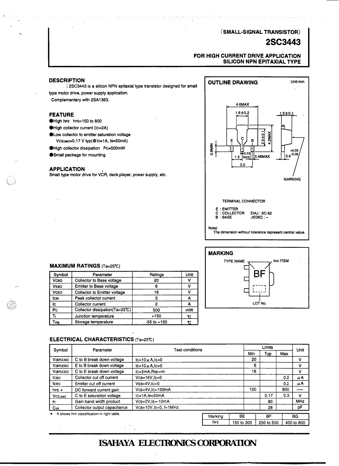Datasheet 2sc3443 Datasheet - ManualMachine.com