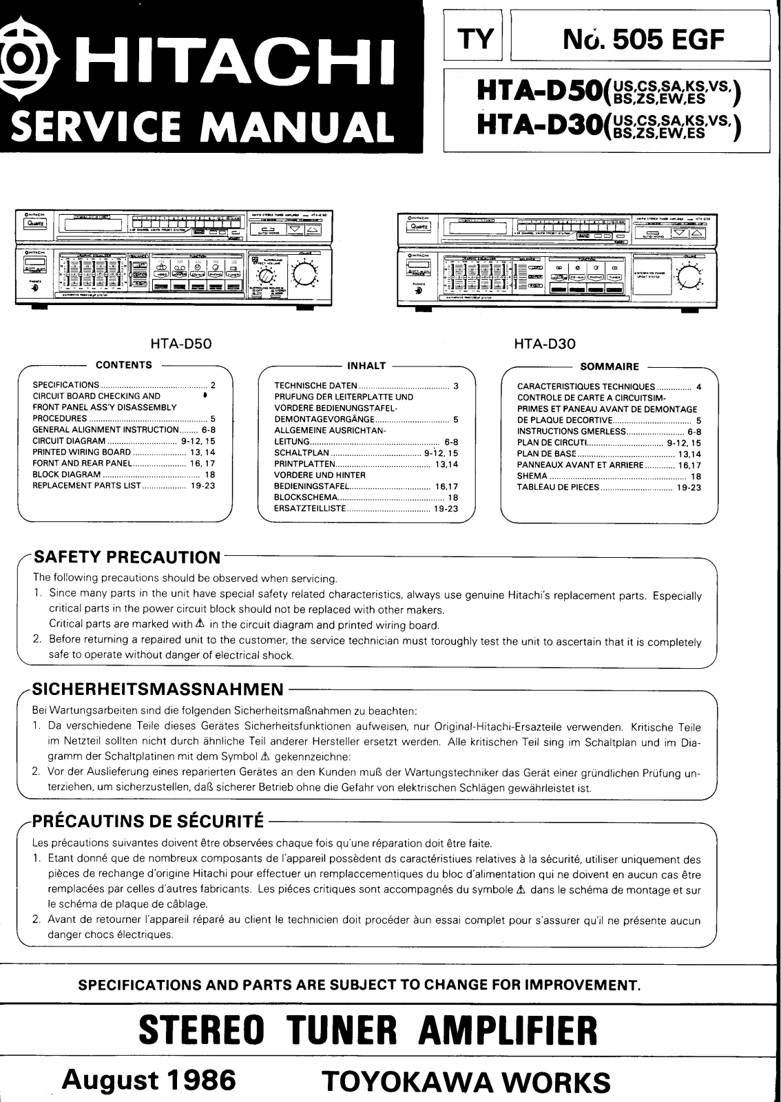 Hitachi HT-AD30 Service Manual