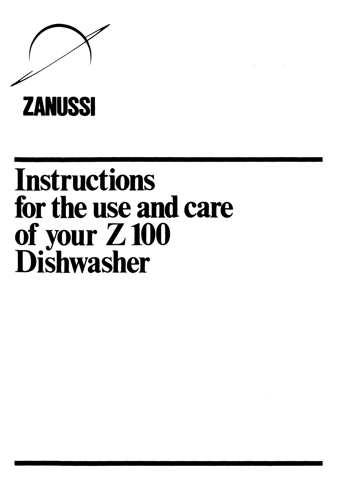 Zanussi Z100 (DW) User Manual
