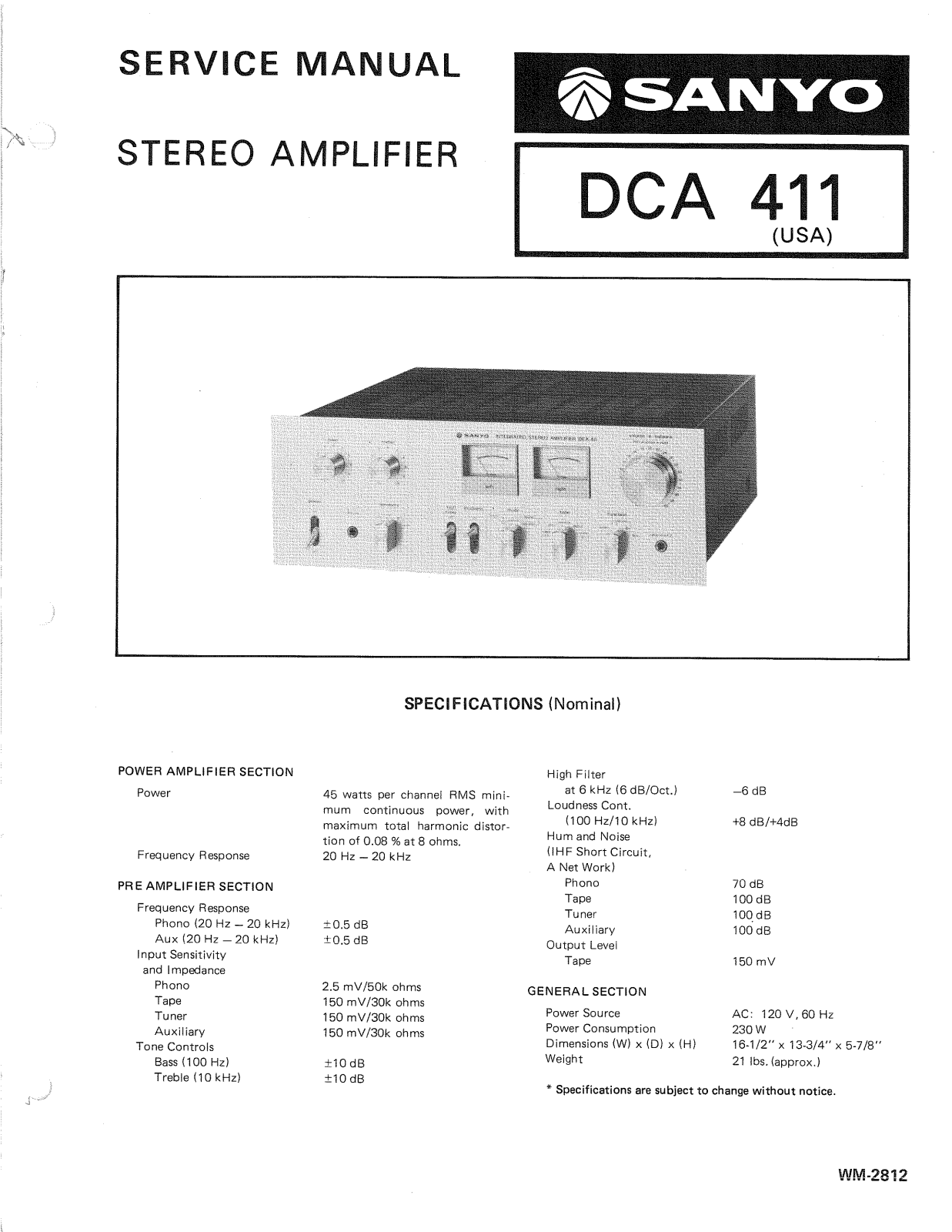 Sanyo DCA-411 Service manual