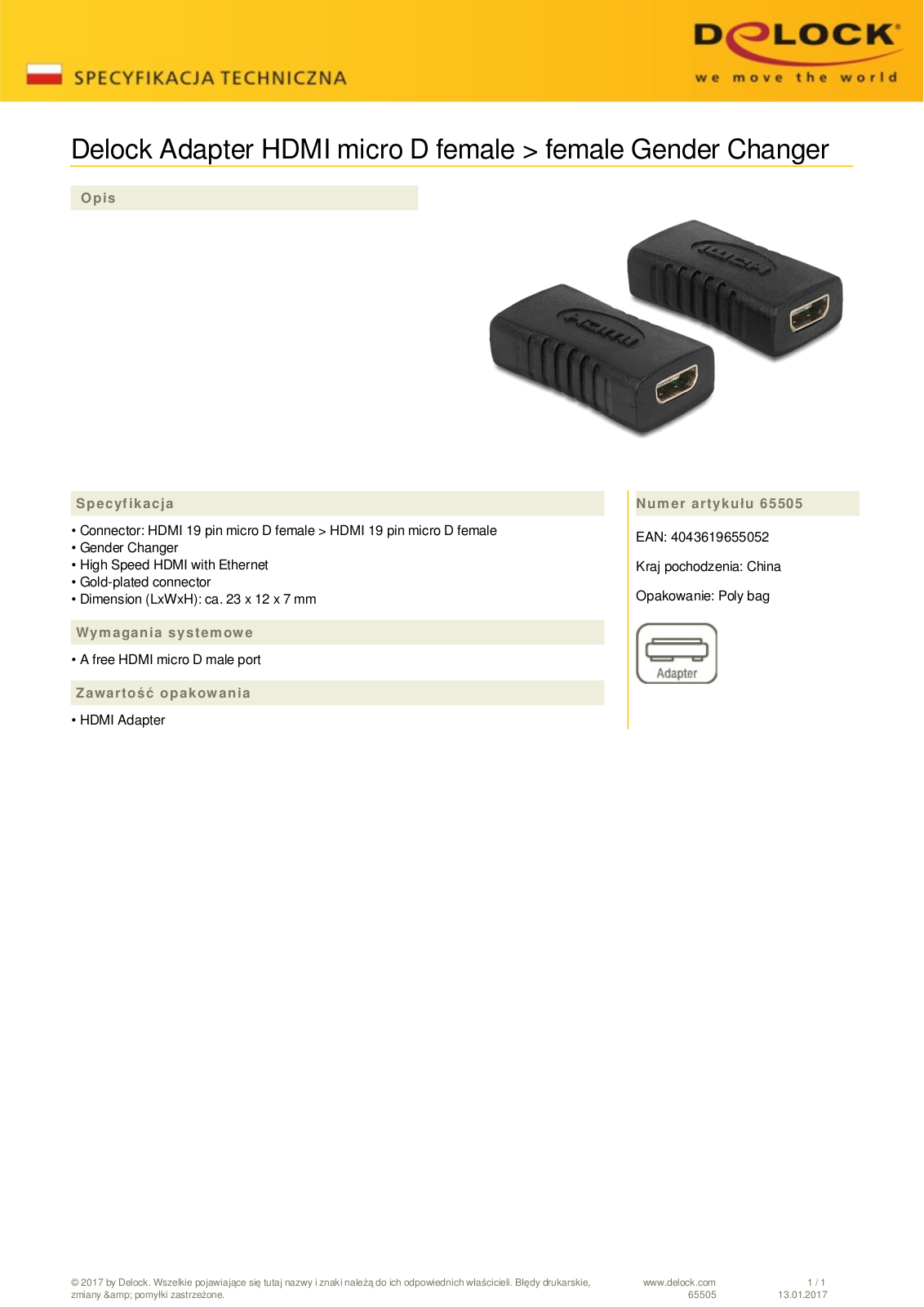 DeLOCK HDMI type C mini DVI-D cable 1m User Manual