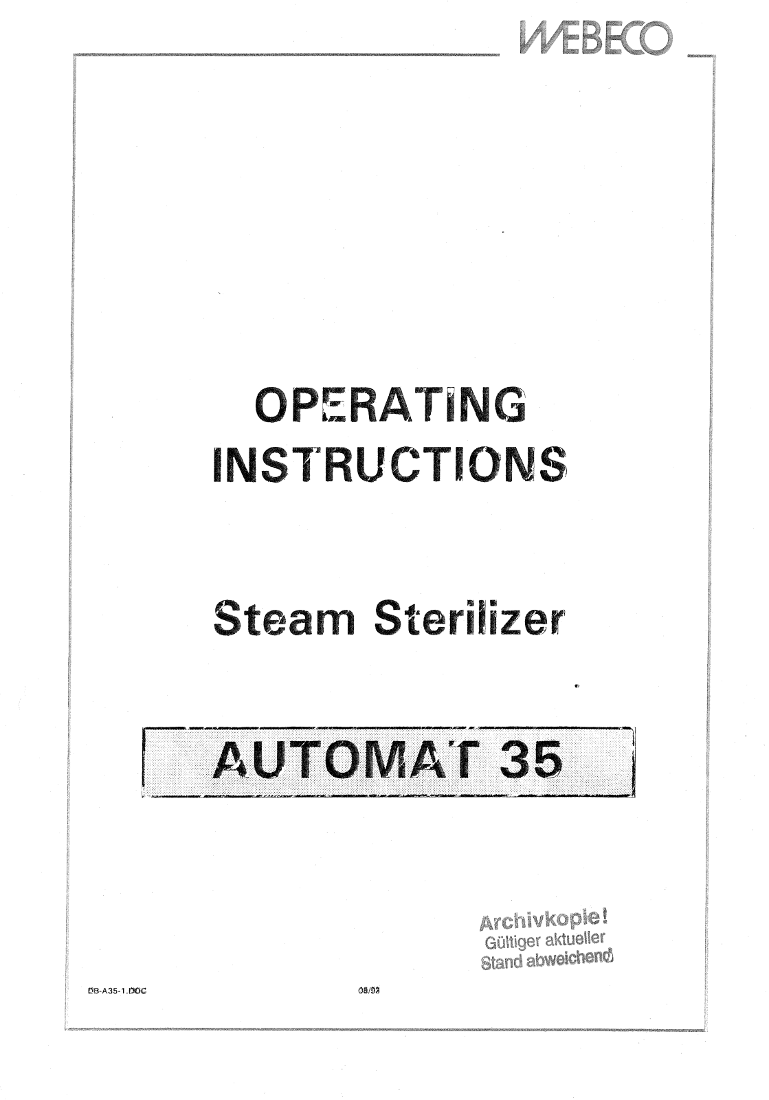 Webeco A 35 User manual - ManualMachine.com