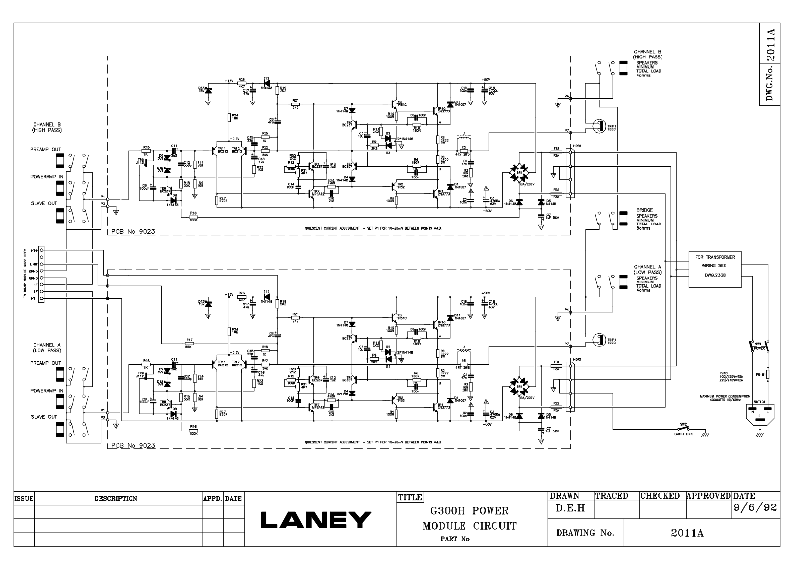 Laney G300H Cirquit Diagram