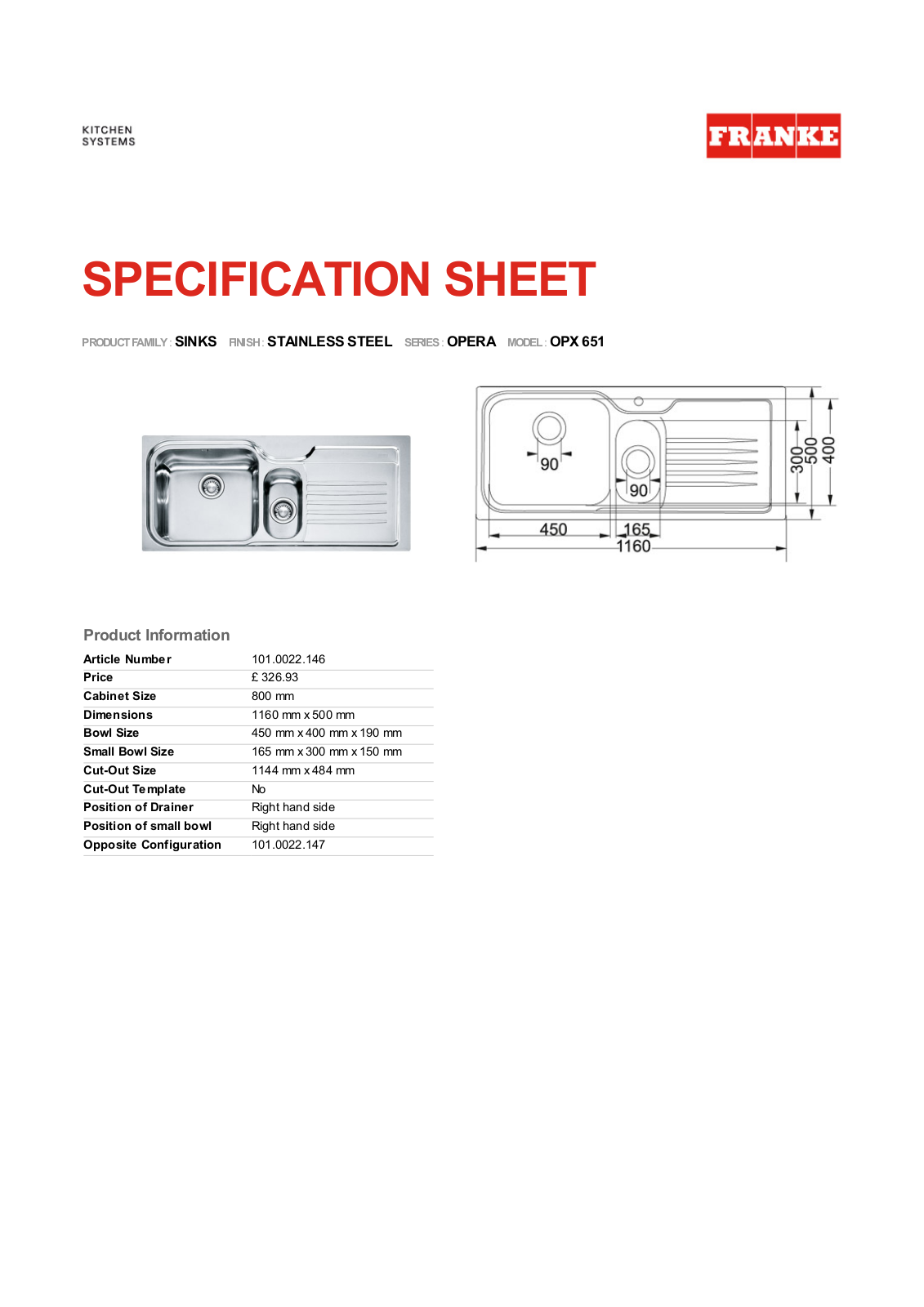 Franke Foodservice OPX 651 User Manual