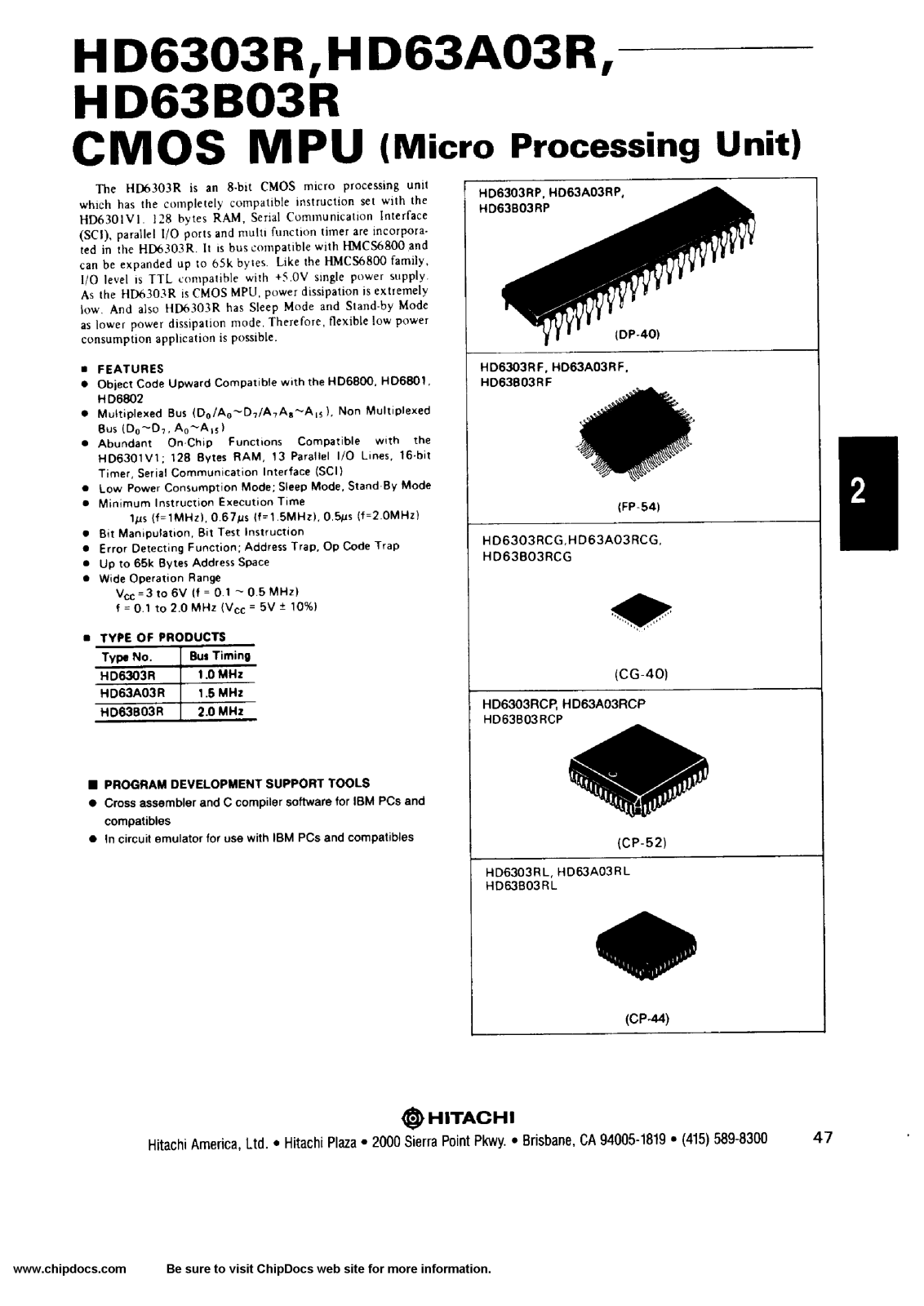 HIT HD63B03RP, HD63B03RL, HD63B03RF, HD63B03RCP, HD63B03RCG Datasheet