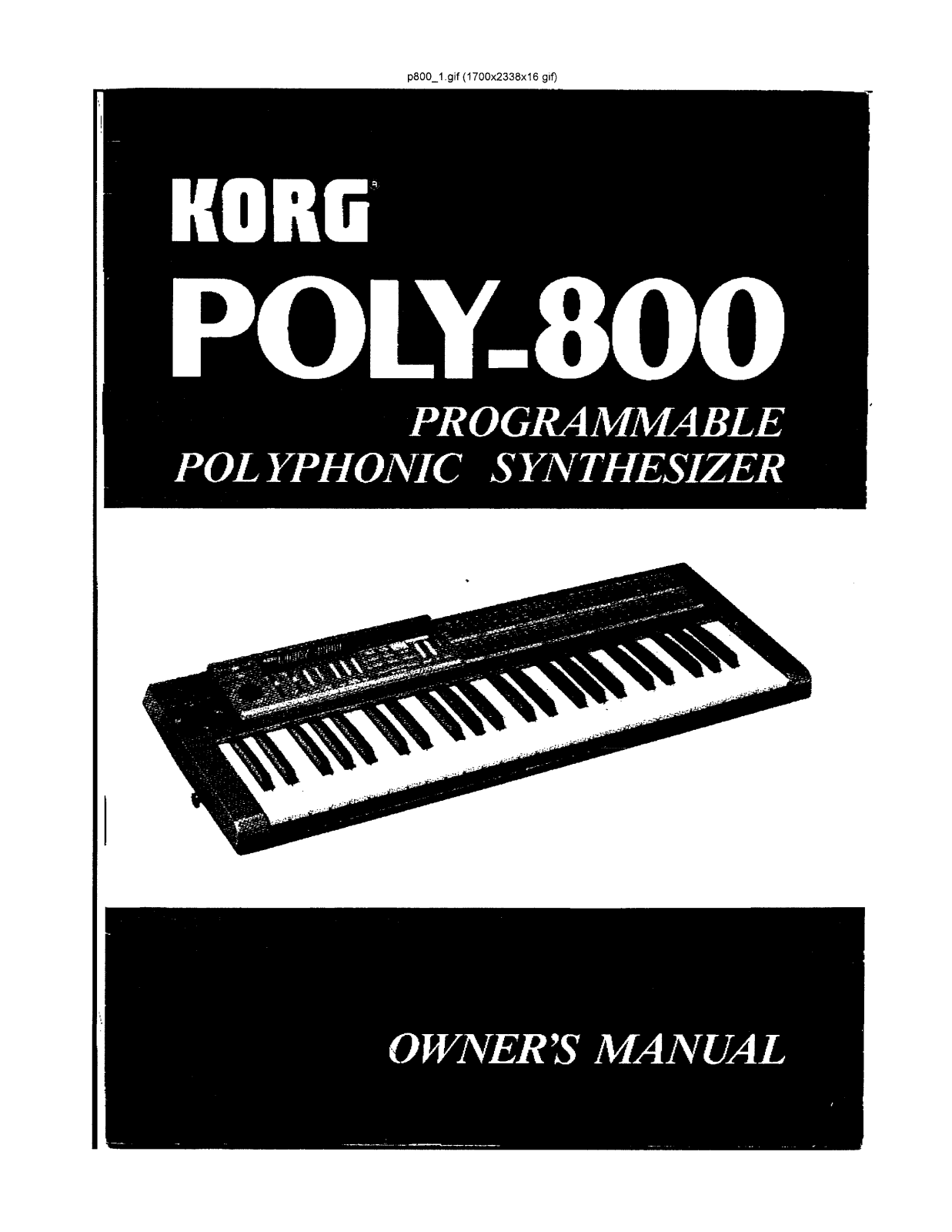 Korg POLY-800 User Manual