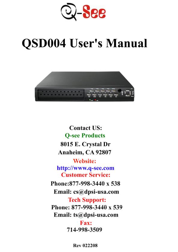 Q-See QSD004 User Manual