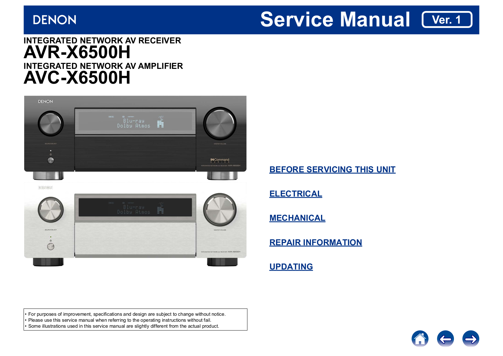 Denon AVR-X6500H, AVC-X6500H Service manual