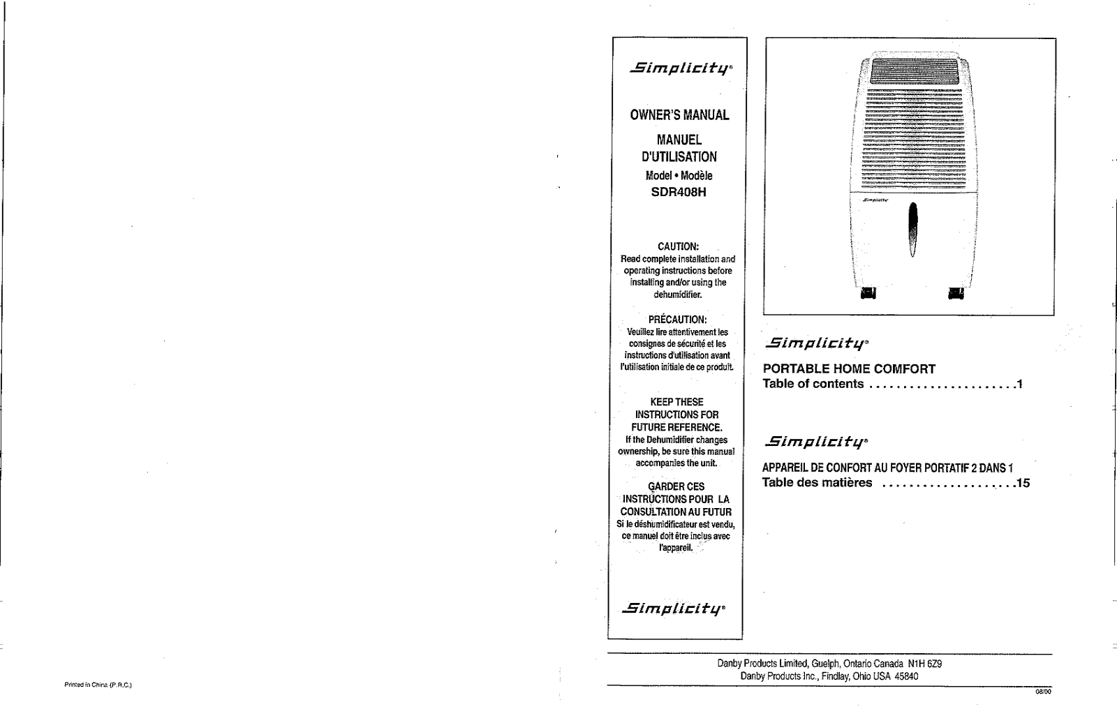 Danby SDR458H, SDR408H User Manual