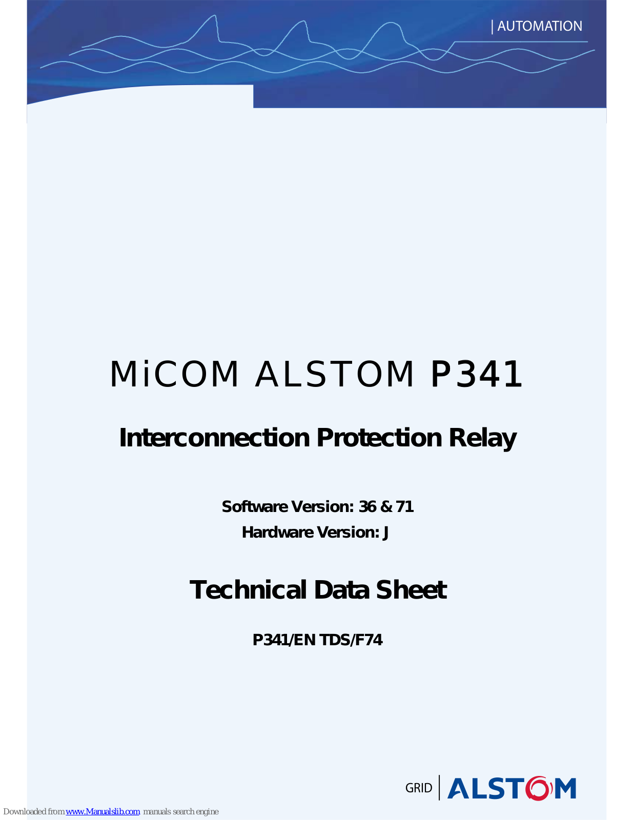 Micom ALSTOM P341 Technical Data Sheet