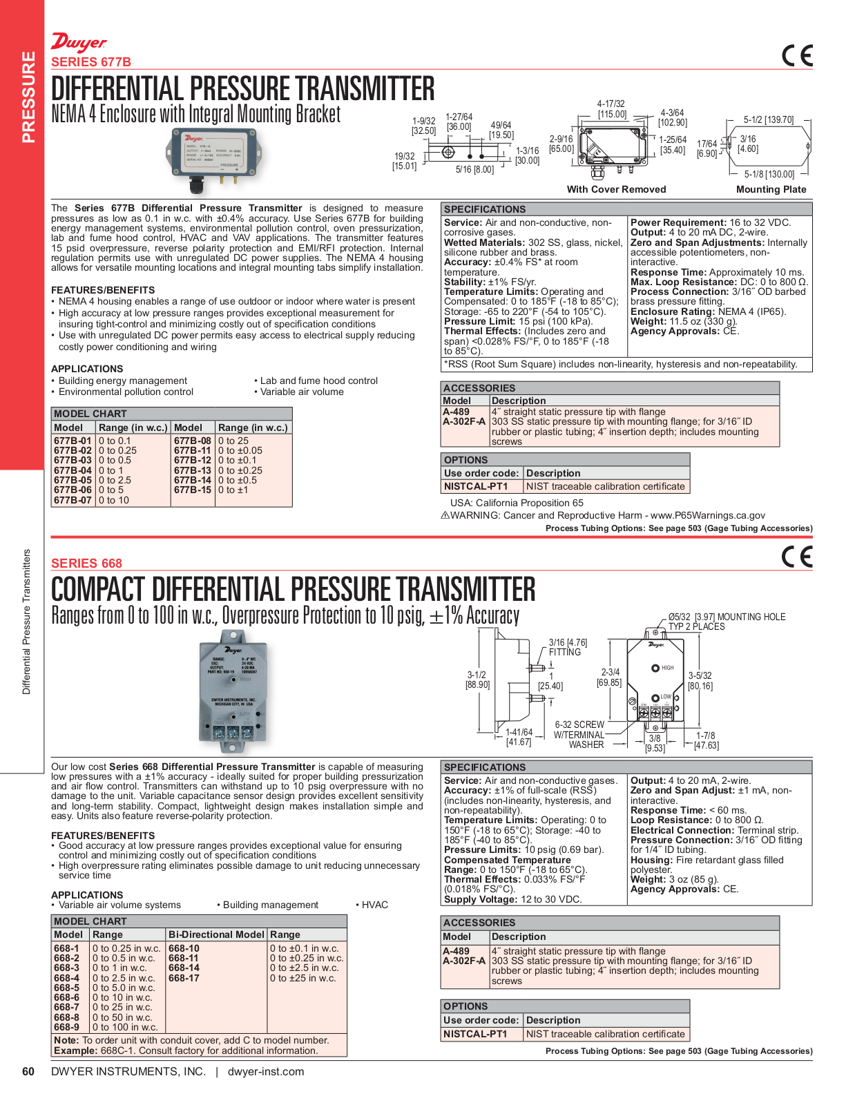 Dwyer Instruments SERIES 677B Catalog Page