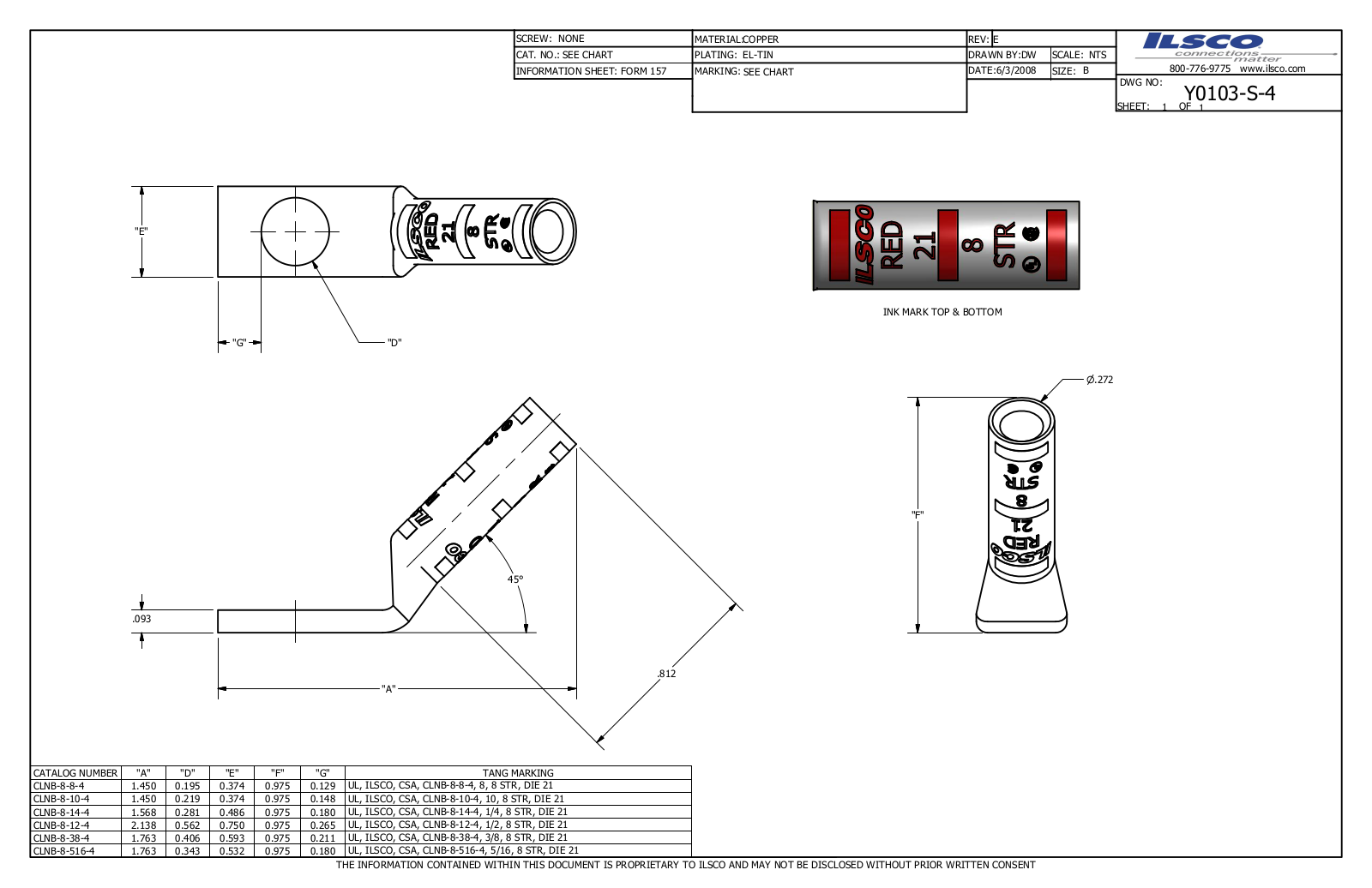 Ilsco CLNB-8-10-4 Data sheet