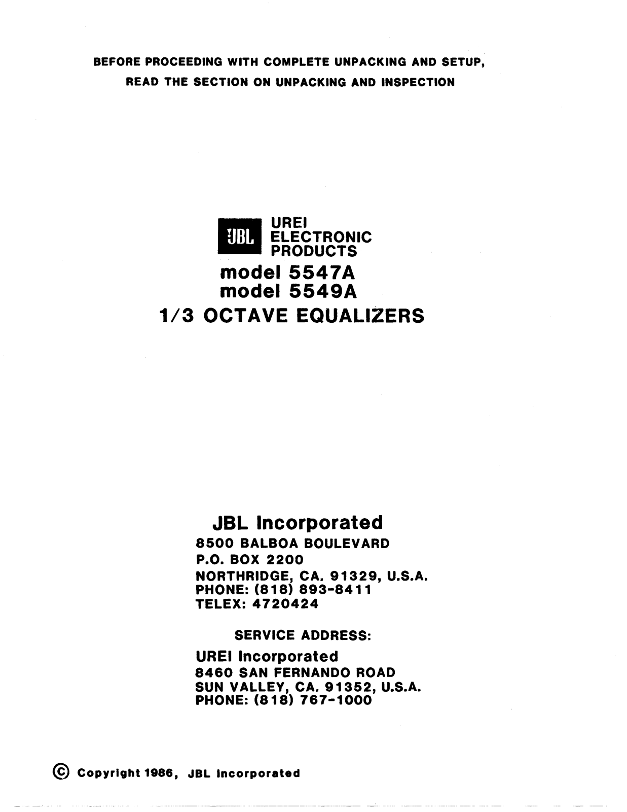 JBL 5547-A Service manual