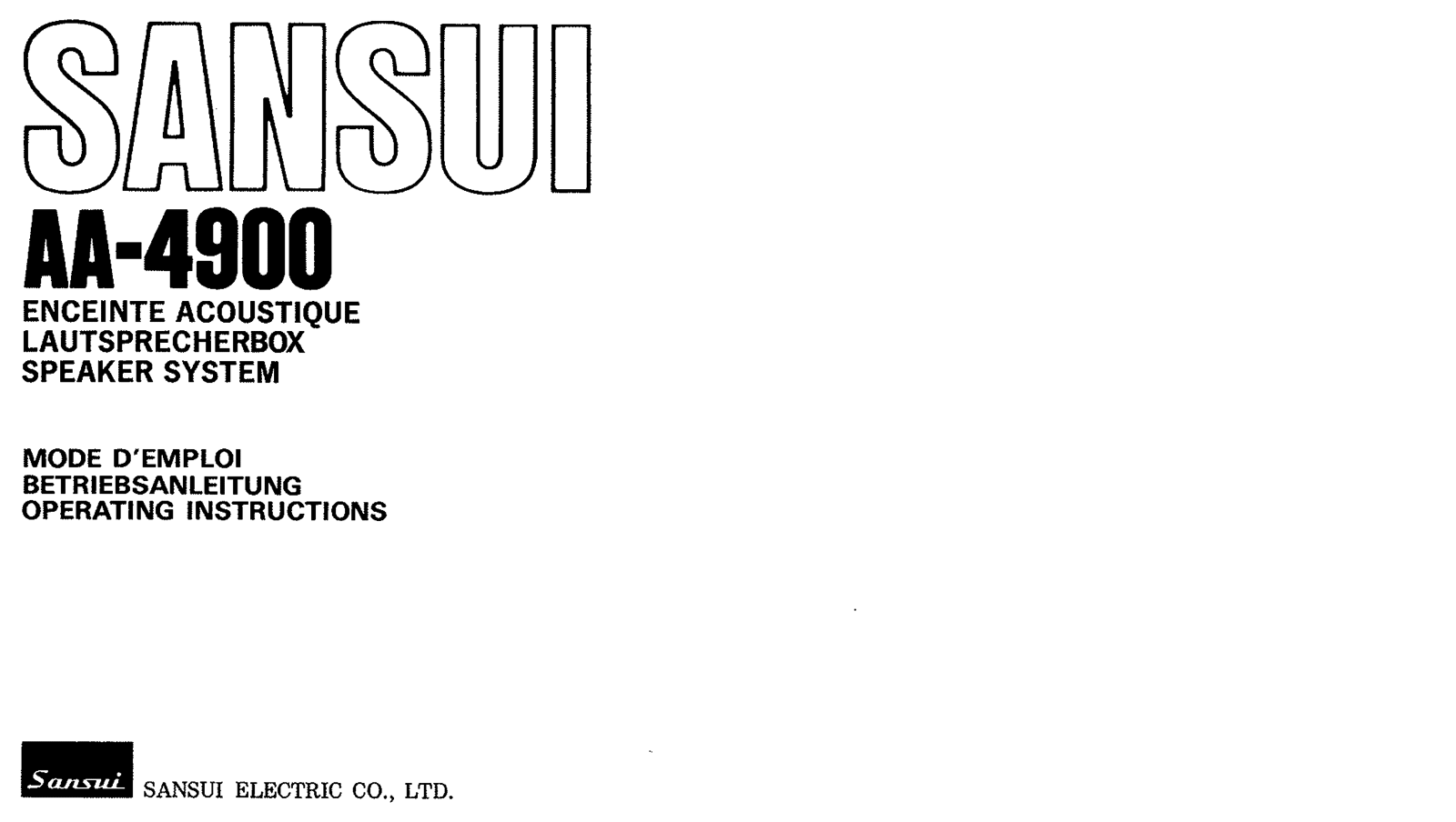 Sansui AA-4900 Owners Manual