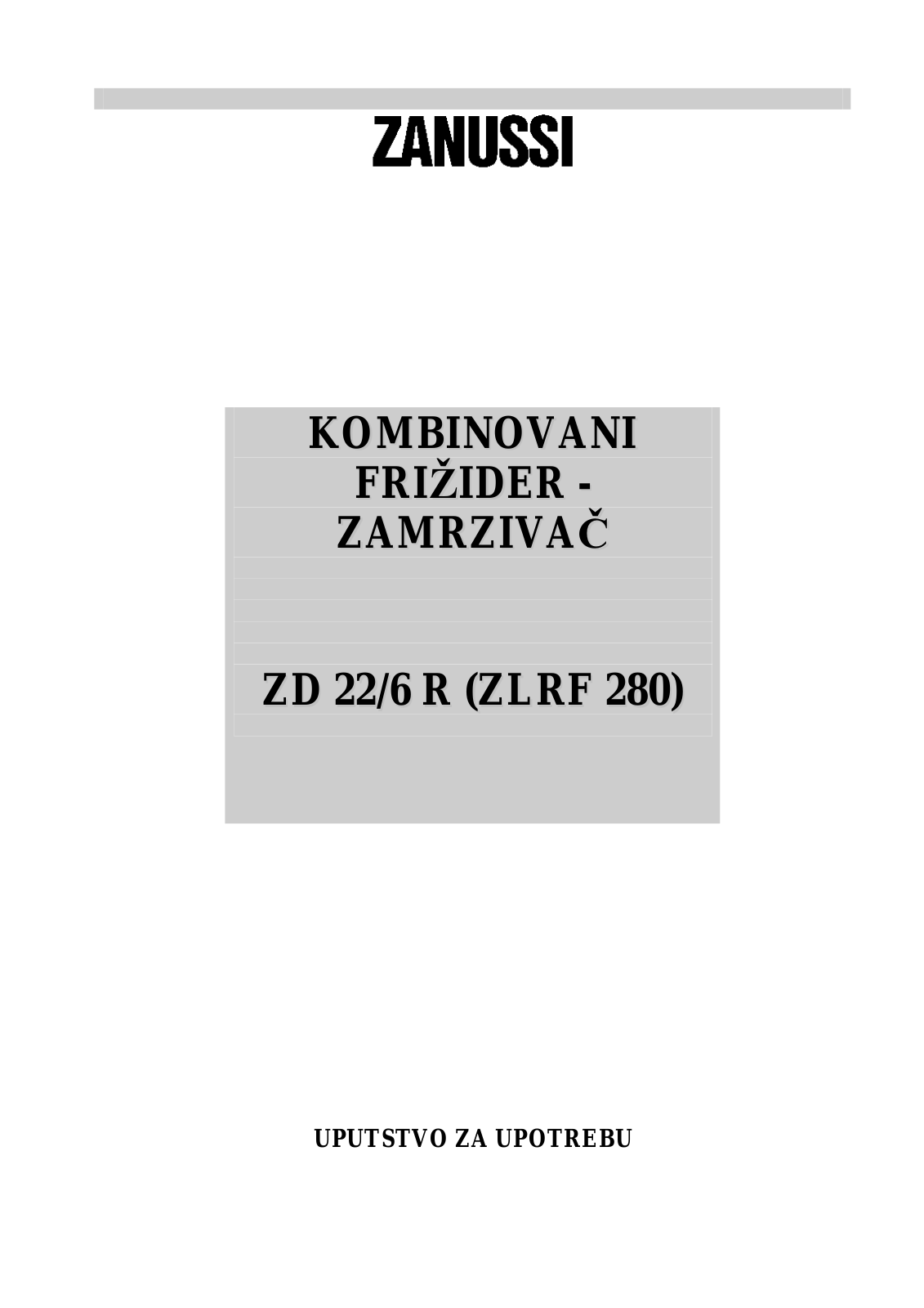 Zanussi ZD22/6R User Manual