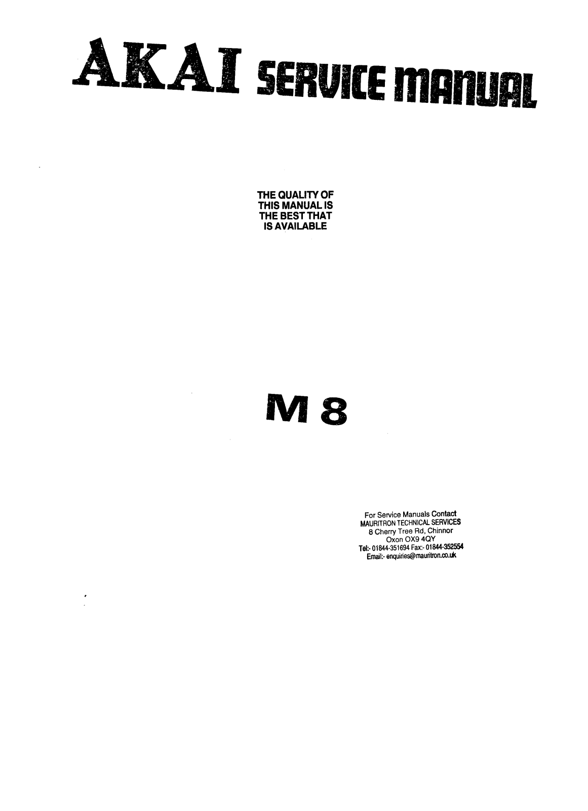Akai M-8 Service manual