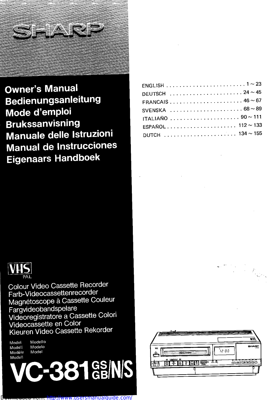 SHARP VC-381GS/GB/N/S User Manual