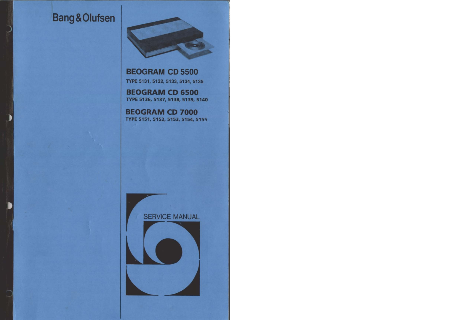 Bang and Olsen CD 5500, CD 6500, CD 7000 Service Manual