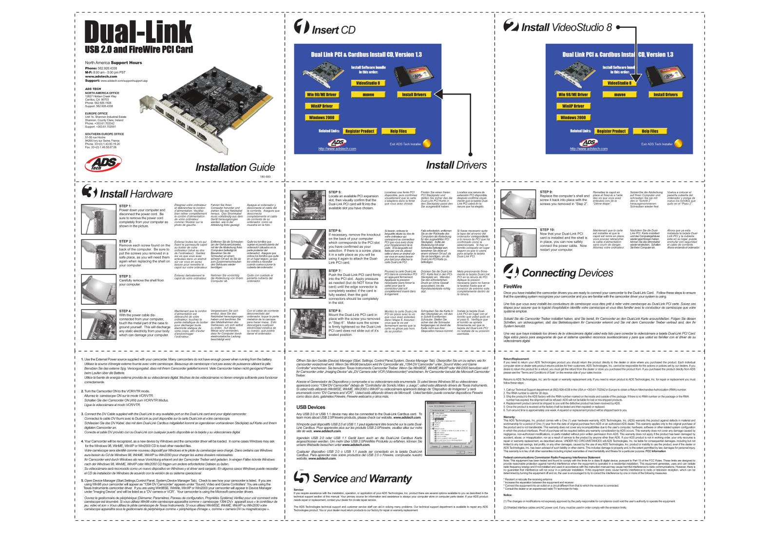 ADS Technologies DUAL-LINK PCI CARD Quick Guide