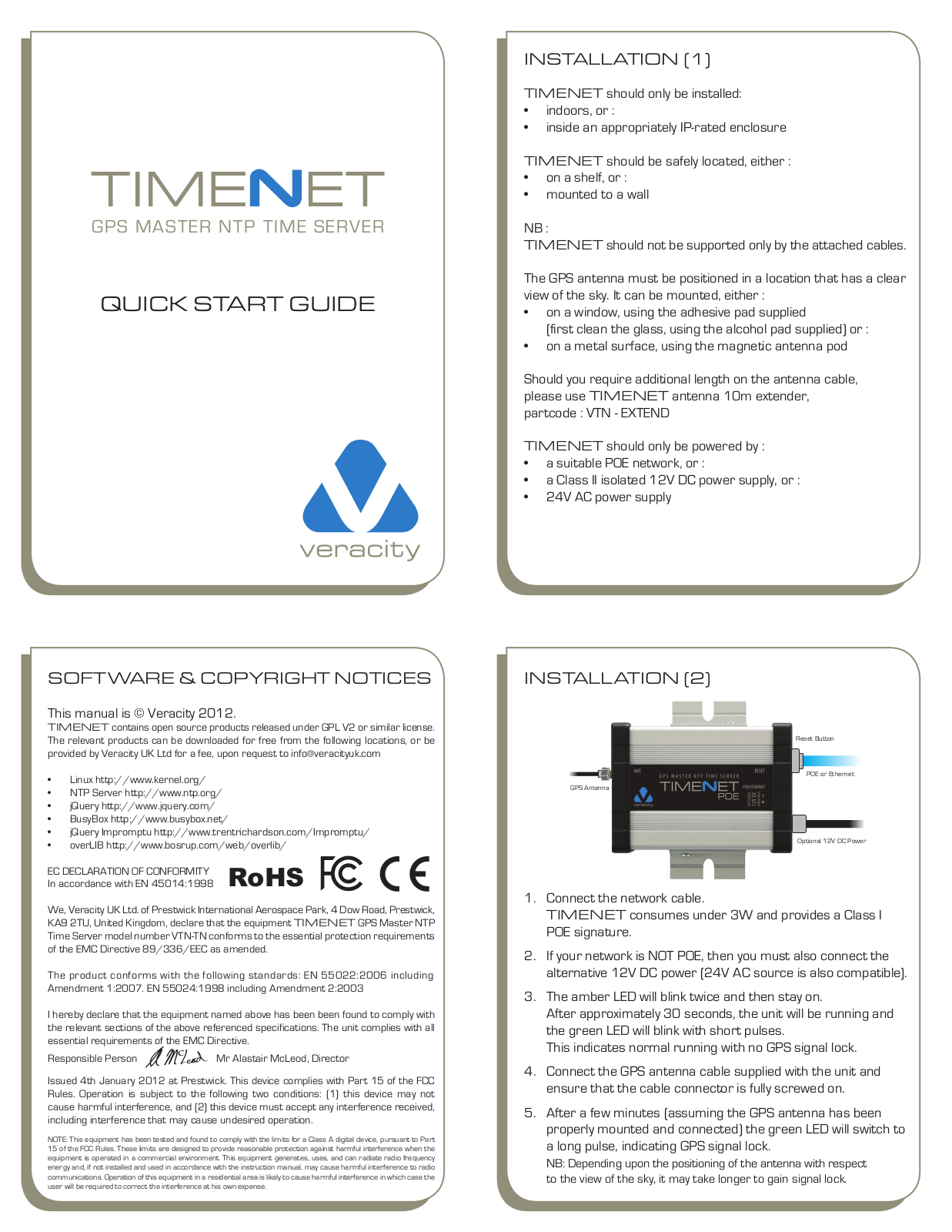 Veracity TIMENET User Manual