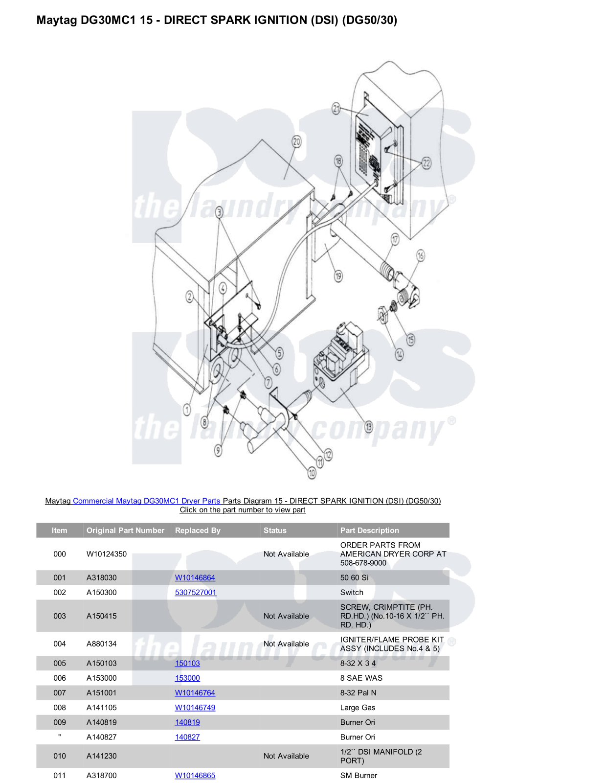 Maytag DG30MC1 Parts Diagram