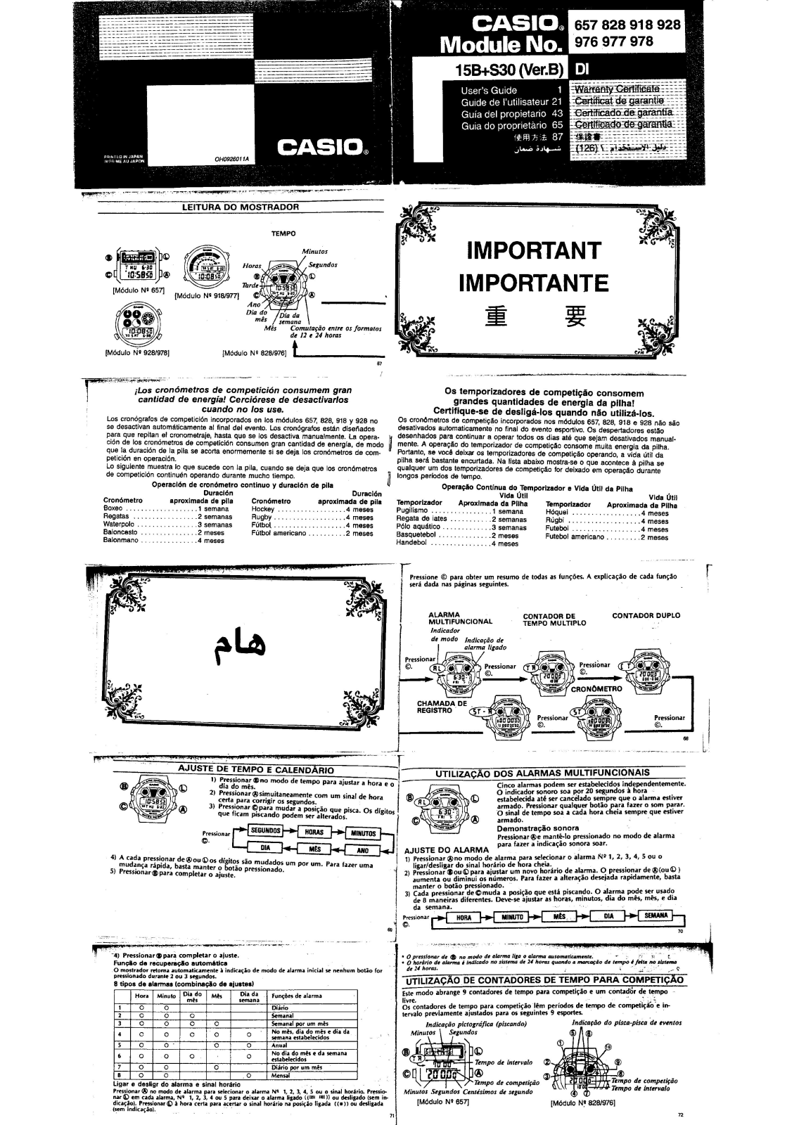 Casio QW-828 User Manual