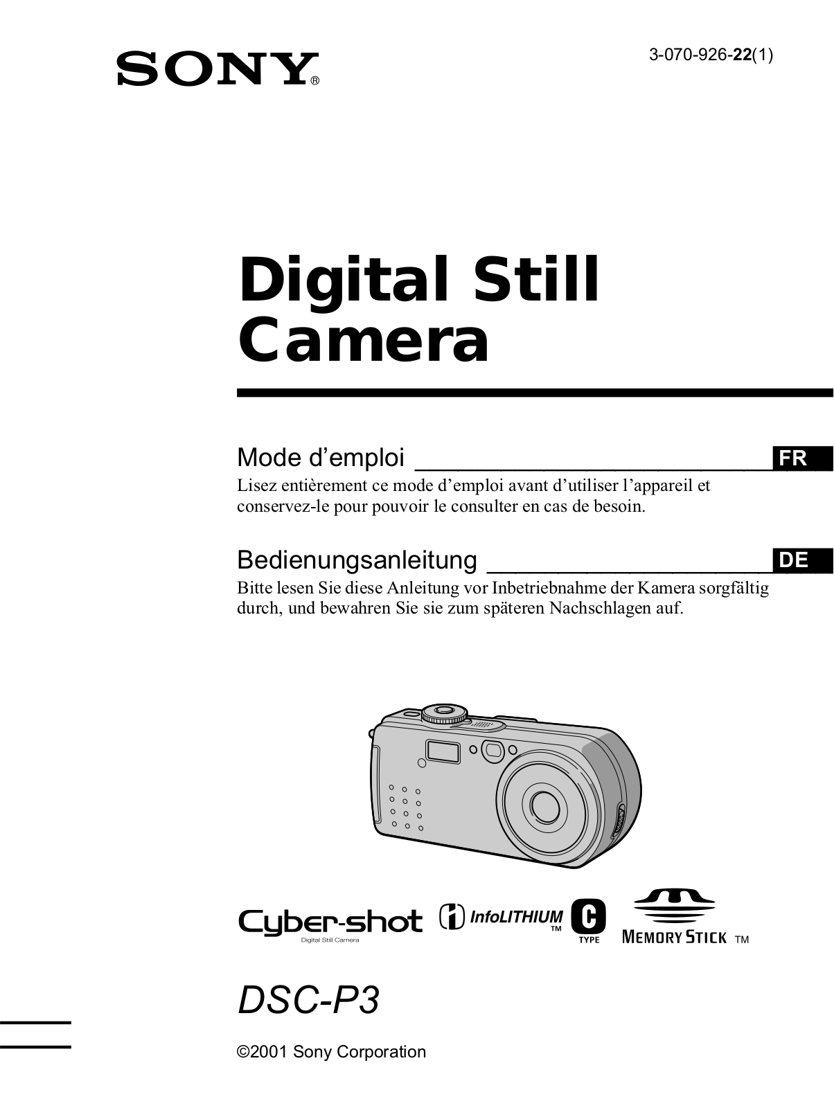 SONY DSC P3 Instruction Manual