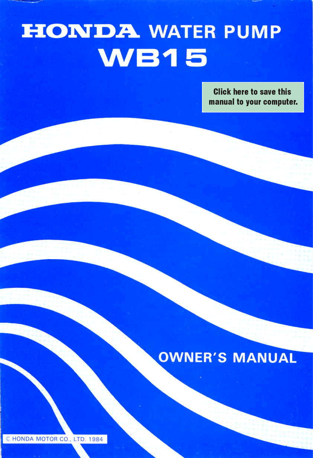 Honda WB15 Owner's Manual