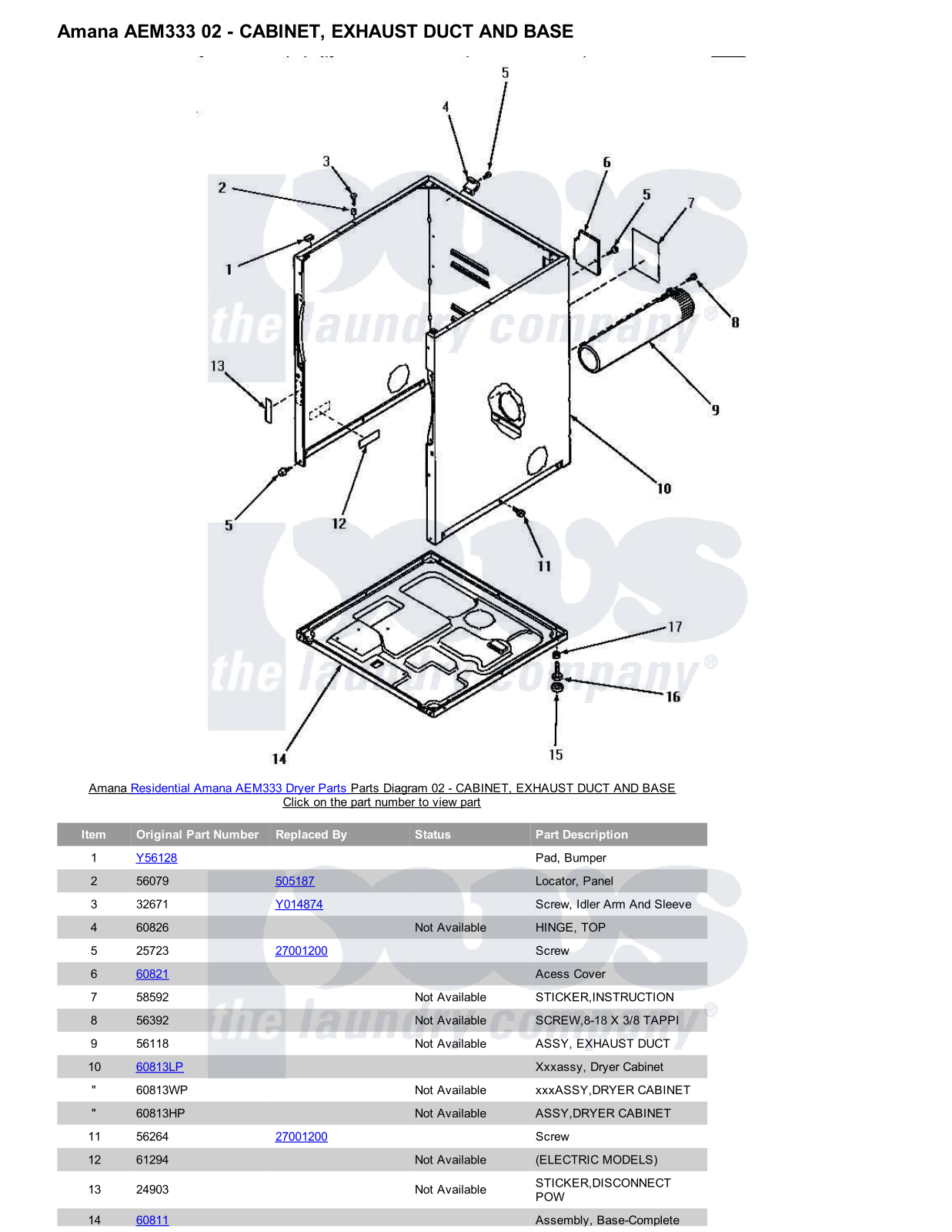 Amana AEM333 Parts Diagram