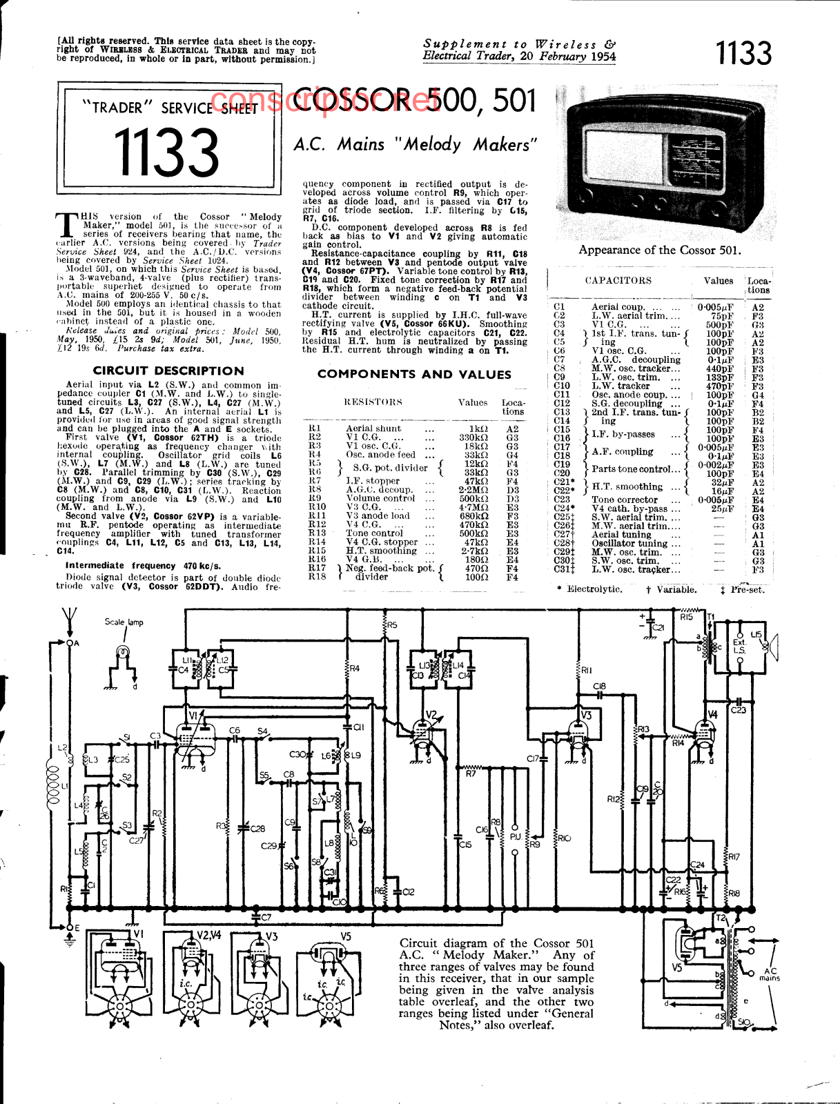 Cossor 500, 501 Service manual