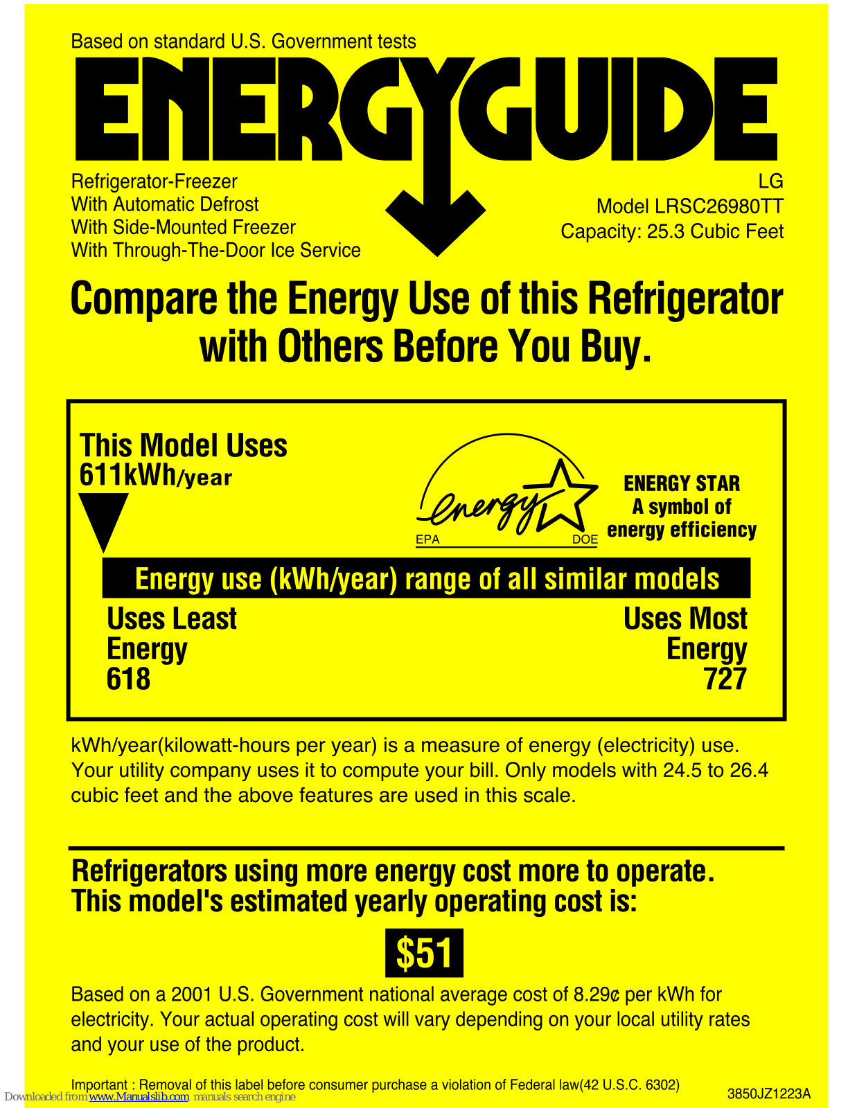 LG LRSC26980, LRSC26980TT Energy Manual