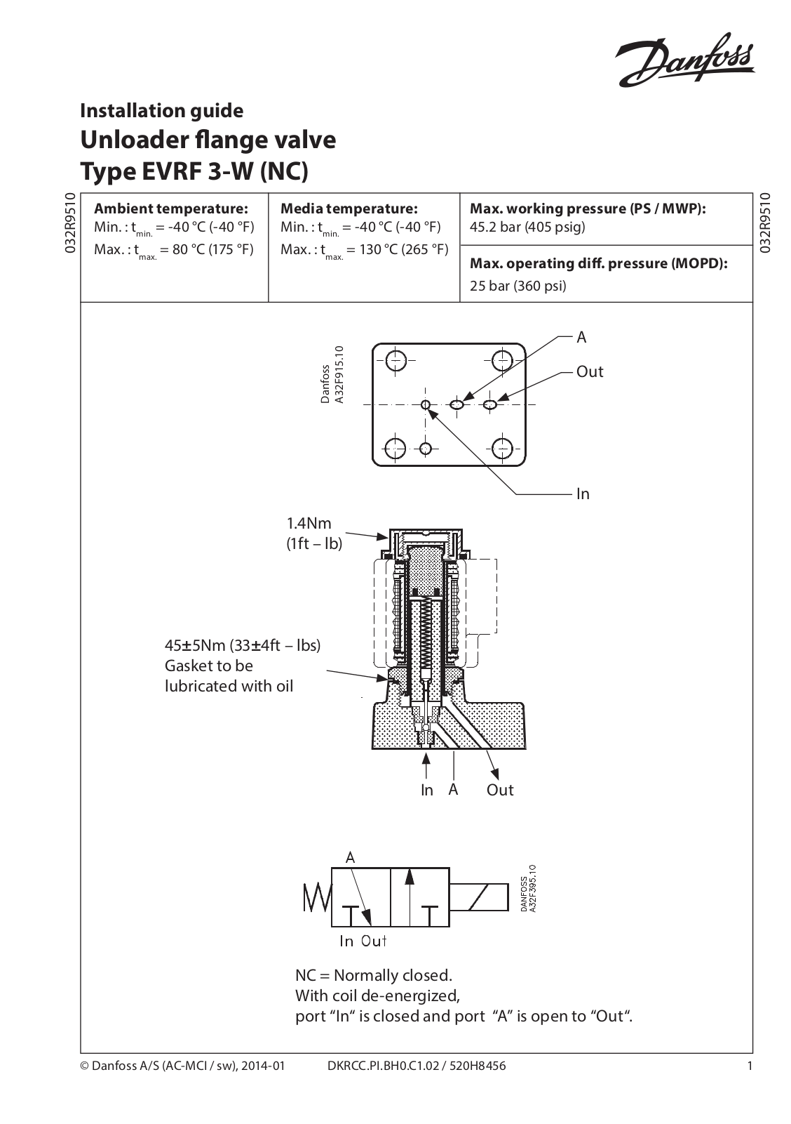 Danfoss EVRF 3-W Installation guide