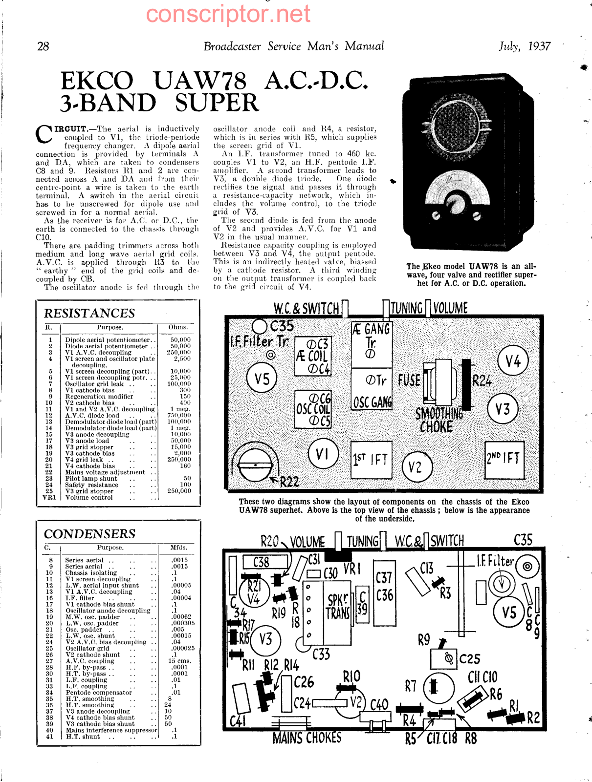 EKCO UAW78 Service manual