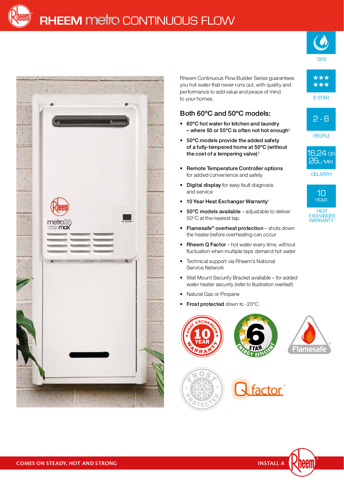 Rheem 876E16 Specifications Sheet